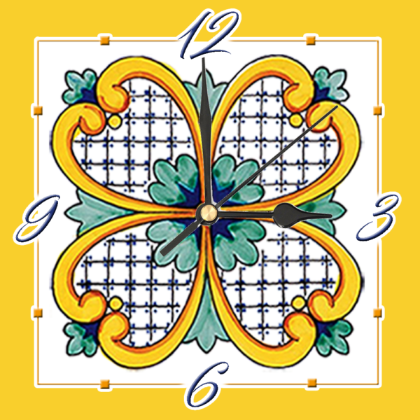 Orologio Piastrella in Ceramica con Stampa di Vari Decori di cm 15 x 15 - immagine 19