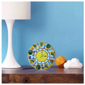 Orologio Tondo in Terracotta da Tavolo con Stampa Decori Assortiti Ø 12