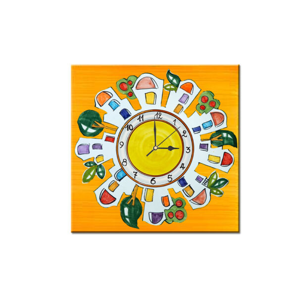 Orologio Piastrella in Ceramica con Stampa di Vari Decori di cm 15 x 15 - immagine 3