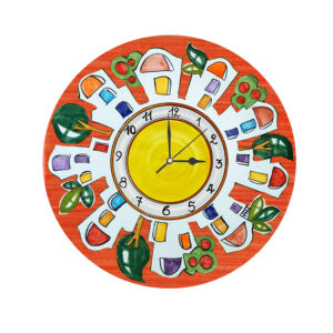 Orologio Tondo in Terracotta da Parete con Stampa Decori Assortiti Ø 20