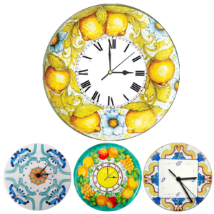Orologio Tondo in Terracotta da Parete con Stampa Decori Assortiti Ø 30