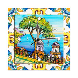 Orologio Piastrella in Ceramica con Stampa di Vari Paesaggi di cm 20x20