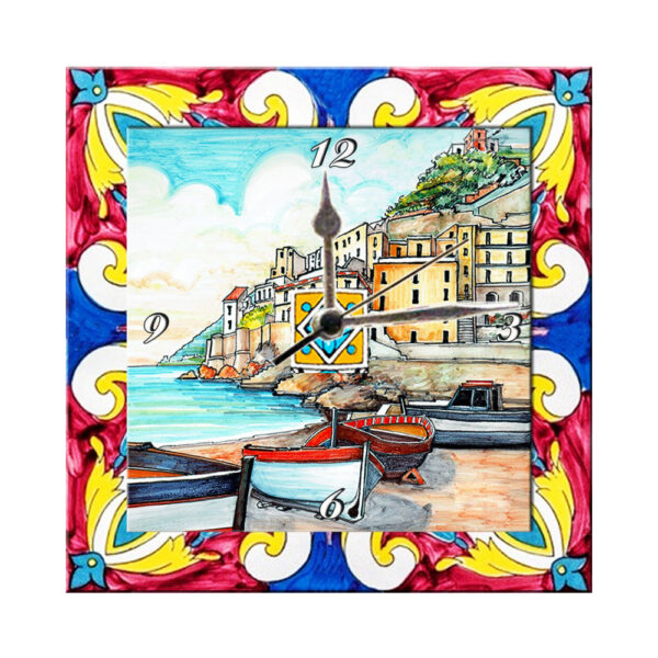 Orologio Piastrella in Ceramica con Stampa di Vari Paesaggi di cm 30x30