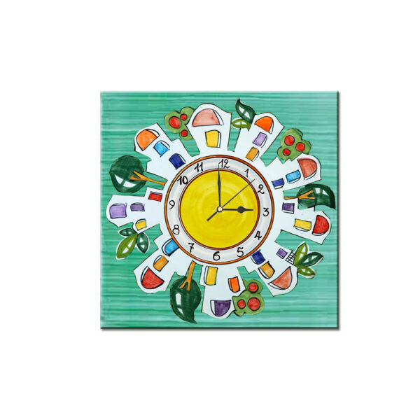 Orologio Piastrella in Ceramica con Stampa di Vari Decori di cm 15 x 15 - immagine 7