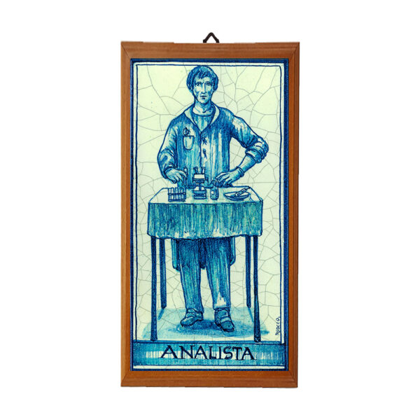 Mattonella con Stampa dei Vari Mestieri in terracotta di cm. 10x20 con cornice in legno. - immagine 2