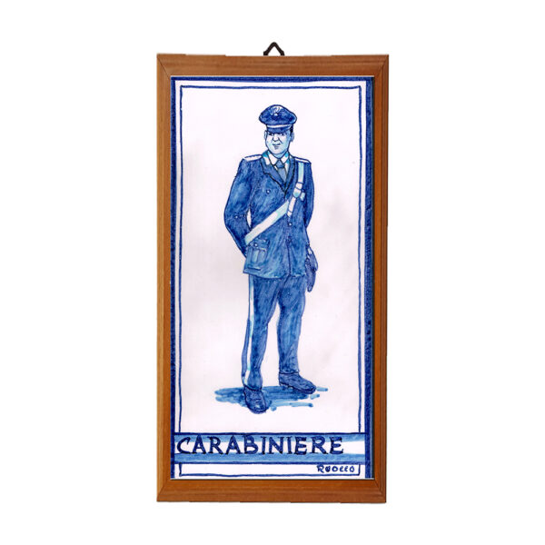 Mattonella con Stampa dei Vari Mestieri in terracotta di cm. 10x20 con cornice in legno. - immagine 4