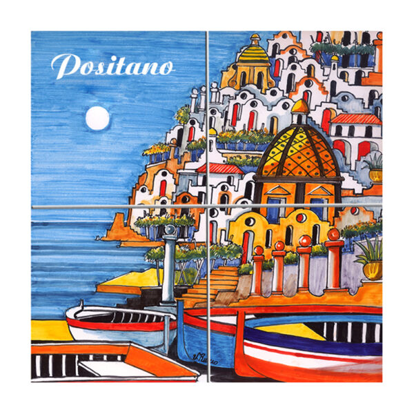 Quadro Mosaico di Varie Misure con 4 mattonelle in ceramica e Stampa di Paesaggi Vari e Soggetti Sacri - immagine 2