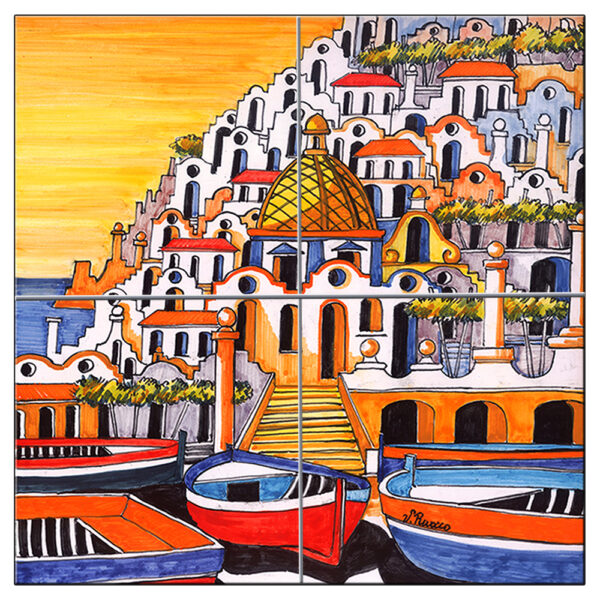 Quadro Mosaico di Varie Misure con 4 mattonelle in ceramica e Stampa di Paesaggi Vari e Soggetti Sacri - immagine 4
