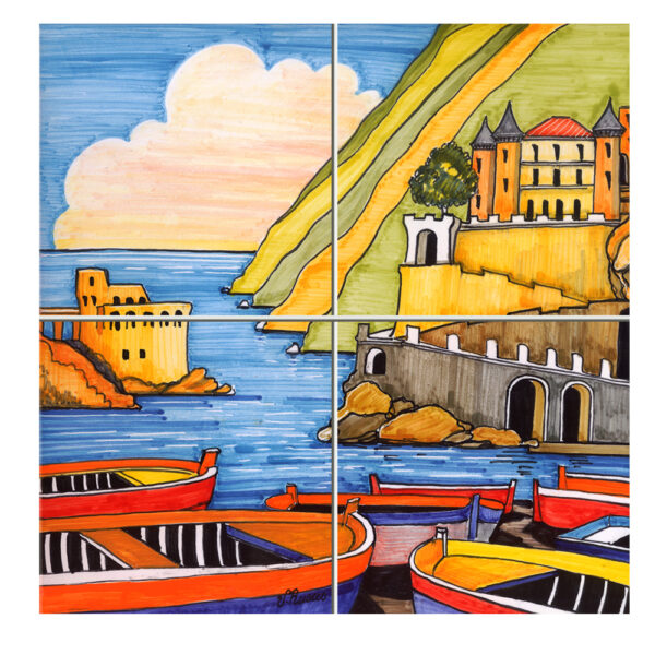 Quadro Mosaico di Varie Misure con 4 mattonelle in ceramica e Stampa di Paesaggi Vari e Soggetti Sacri - immagine 5