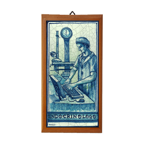 Mattonella con Stampa dei Vari Mestieri in terracotta di cm. 10x20 con cornice in legno. - immagine 11