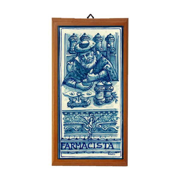 Mattonella con Stampa dei Vari Mestieri in terracotta di cm. 10x20 con cornice in legno. - immagine 12