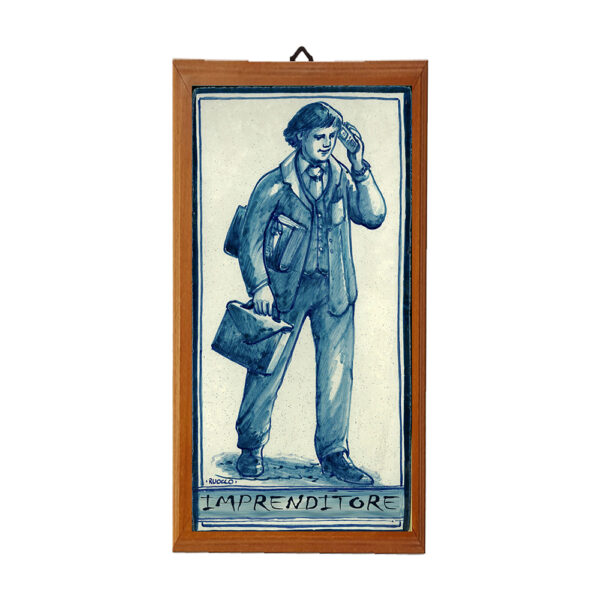 Mattonella con Stampa dei Vari Mestieri in terracotta di cm. 10x20 con cornice in legno. - immagine 18