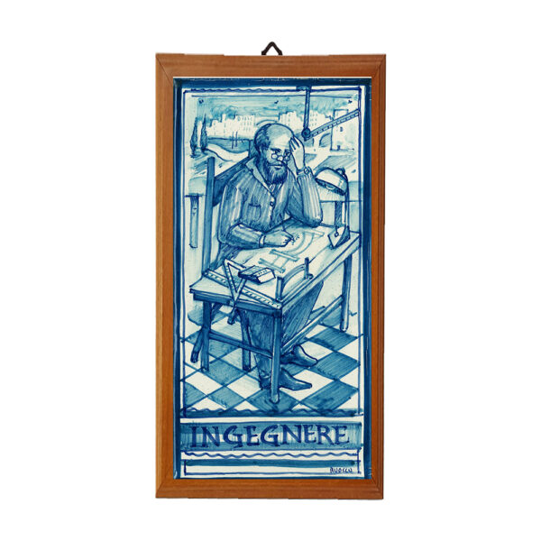 Mattonella con Stampa dei Vari Mestieri in terracotta di cm. 10x20 con cornice in legno. - immagine 19