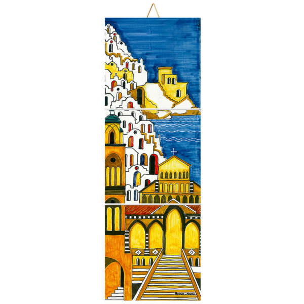 Mosaico di Mattonelle in Terracotta con Stampa di Vari Paesaggi della Costiera Amalfitana - immagine 3