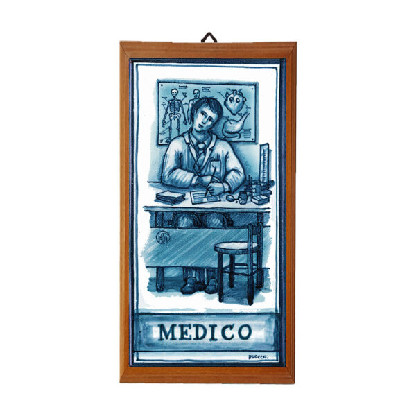 Mattonella con Stampa dei Vari Mestieri in terracotta di cm. 10x20 con cornice in legno. - immagine 23