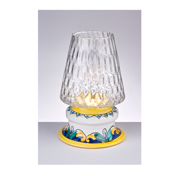 Lampada ad olio da tavolo, con base in ceramica decorata a mano. Cod. Nerano - immagine 2