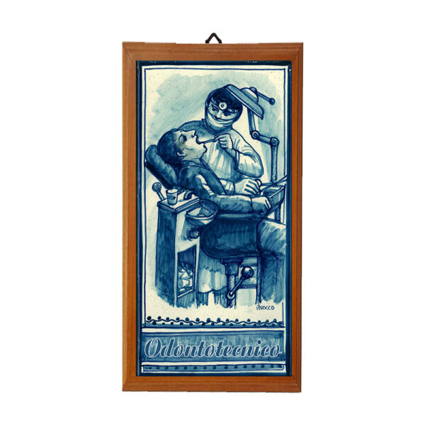 Mattonella con Stampa dei Vari Mestieri in terracotta di cm. 10x20 con cornice in legno. - immagine 27