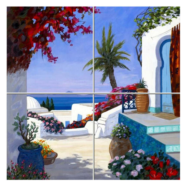 Quadro Mosaico di Varie Misure con 4 mattonelle in ceramica e Stampa di Paesaggi Vari e Soggetti Sacri - immagine 7