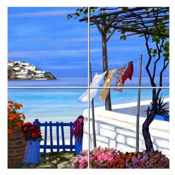 Quadro Mosaico di Varie Misure con 4 mattonelle in ceramica e Stampa di Paesaggi Vari e Soggetti Sacri - immagine 8