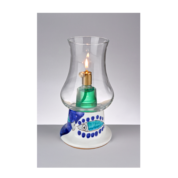Lampada ad olio da tavolo, con base in ceramica decorata a mano. Cod. Positano - immagine 2