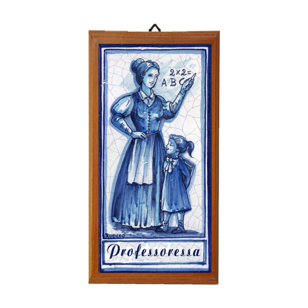 Mattonella con Stampa dei Vari Mestieri in terracotta di cm. 10x20 con cornice in legno. - immagine 34