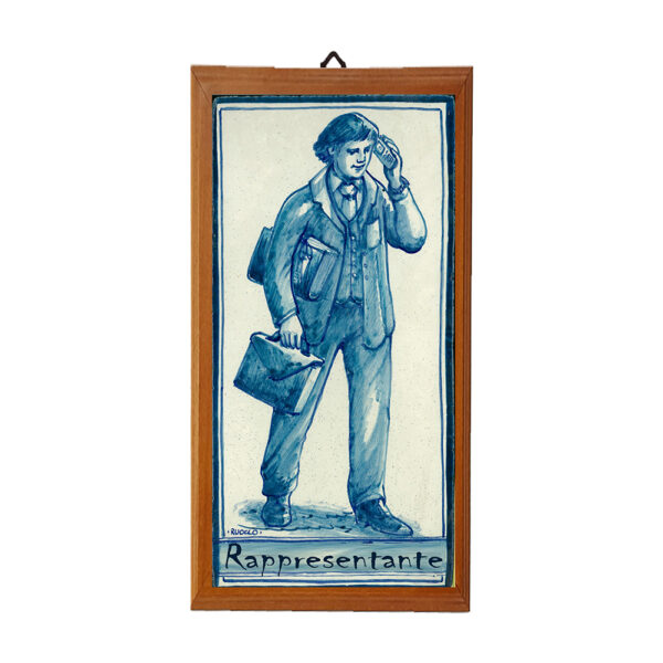 Mattonella con Stampa dei Vari Mestieri in terracotta di cm. 10x20 con cornice in legno. - immagine 40