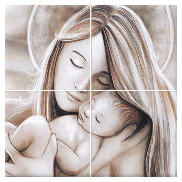 Quadro Mosaico di Varie Misure con 4 mattonelle in ceramica e Stampa di Paesaggi Vari e Soggetti Sacri - immagine 14