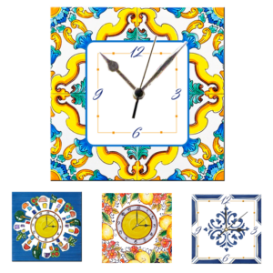 Orologio Piastrella in Ceramica con Stampa di Vari Decori di cm 30 x 30