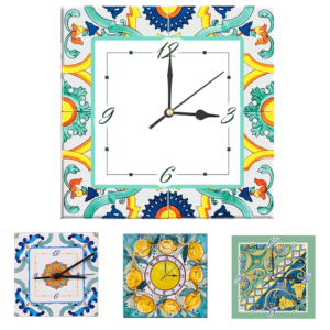 Orologio Piastrella in Ceramica con Stampa di Vari Decori di cm 20 x 20