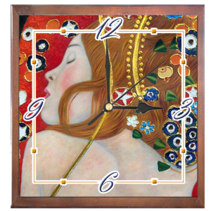 Orologio Piastrella in Ceramica cm 30x30 Stampa della linea Arte con Cornice in Legno