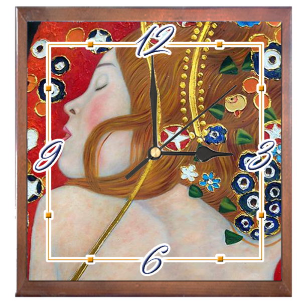 Orologio Piastrella in Ceramica Varie Misure con Cornice in Legno