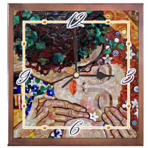 Orologio Piastrella in Ceramica cm 20x20 Stampa della linea Arte con Cornice in Legno