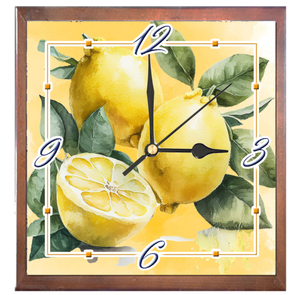 Orologio Piastrella in Ceramica Varie Misure con Cornice in Legno - immagine 4