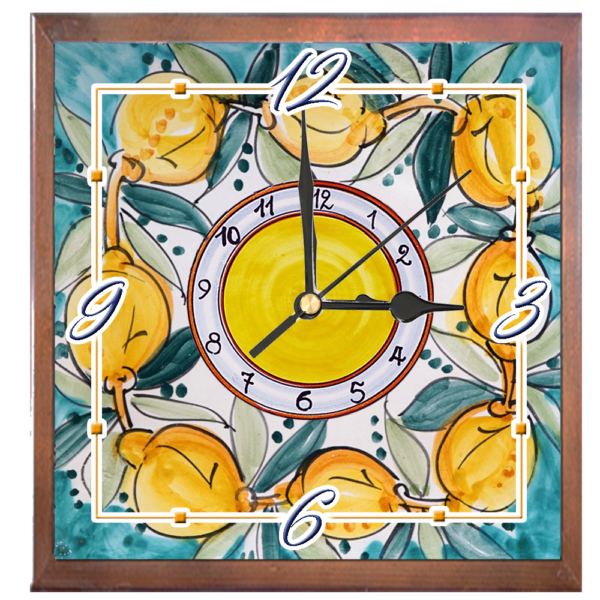 Orologio Piastrella in Ceramica c.m 10x10 Stampa di Vari Decori con Cornice in Legno - immagine 2