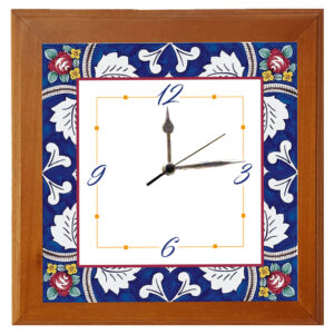 Orologio Piastrella in Ceramica cm 30x30 Stampa di Vari Decori con Cornice in Legno