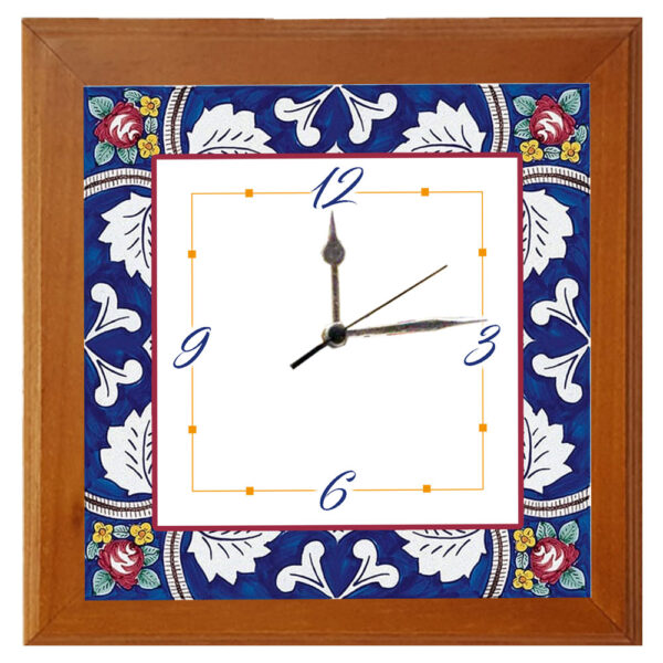 Orologio Piastrella in Ceramica c.m 10x10 Stampa di Vari Decori con Cornice in Legno - immagine 3