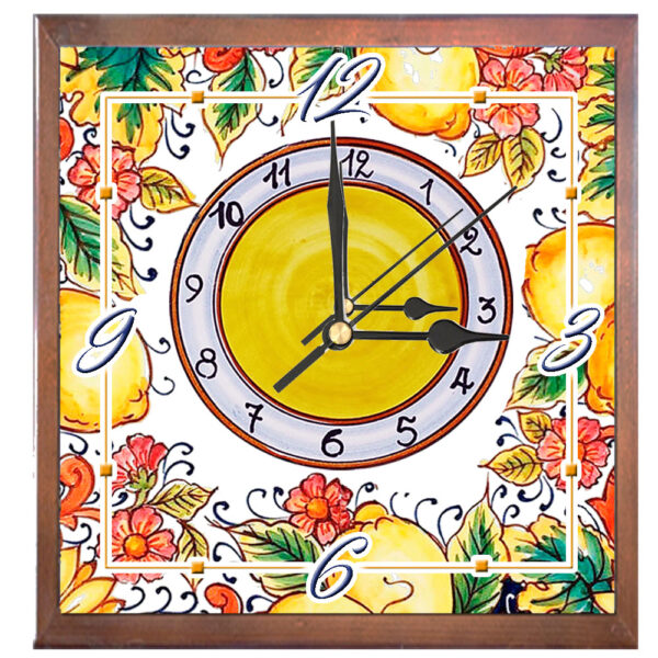 Orologio Piastrella in Ceramica c.m 10x10 Stampa di Vari Decori con Cornice in Legno - immagine 12