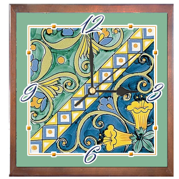 Orologio Piastrella in Ceramica c.m 10x10 Stampa di Vari Decori con Cornice in Legno - immagine 14