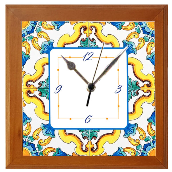Orologio Piastrella in Ceramica c.m 10x10 Stampa di Vari Decori con Cornice in Legno - immagine 4