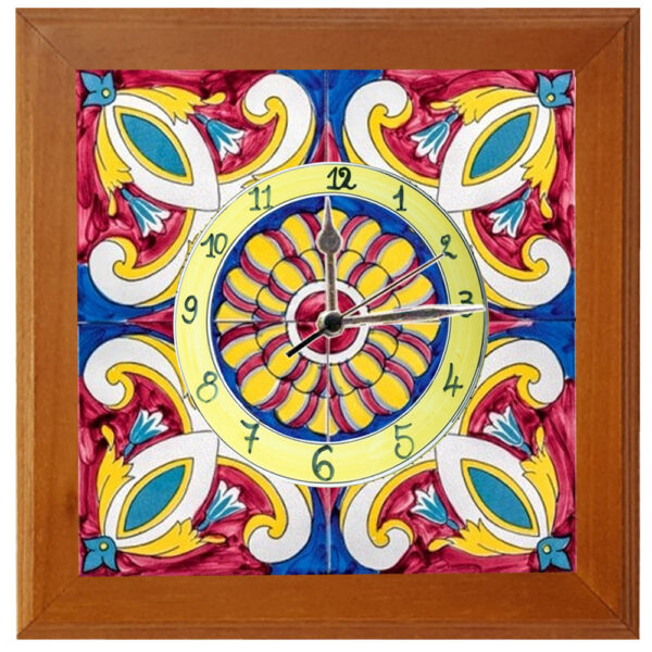 Orologio Piastrella in Ceramica c.m 10x10 Stampa di Vari Decori con Cornice in Legno - immagine 5