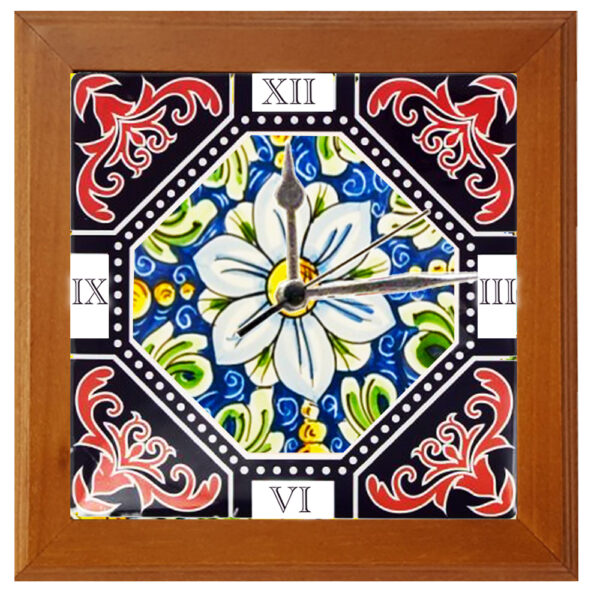 Orologio Piastrella in Ceramica c.m 10x10 Stampa di Vari Decori con Cornice in Legno - immagine 6