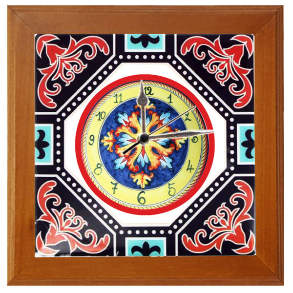 Orologio Piastrella in Ceramica c.m 10x10 Stampa di Vari Decori con Cornice in Legno - immagine 7