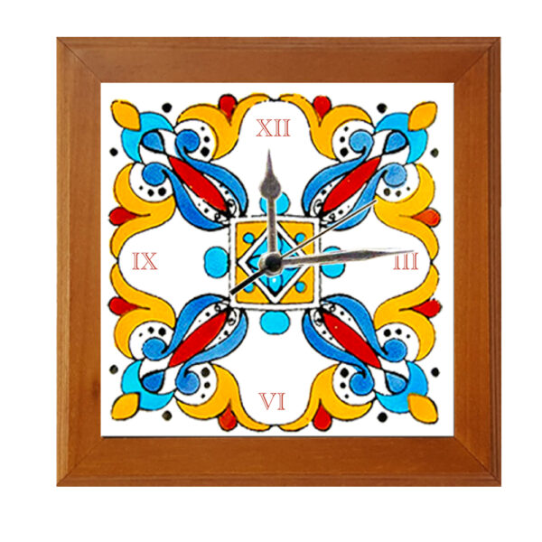 Orologio Piastrella in Ceramica c.m 10x10 Stampa di Vari Decori con Cornice in Legno - immagine 8