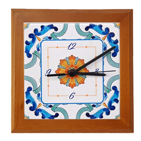 Orologio Piastrella in Ceramica c.m 10x10 Stampa di Vari Decori con Cornice in Legno - immagine 9