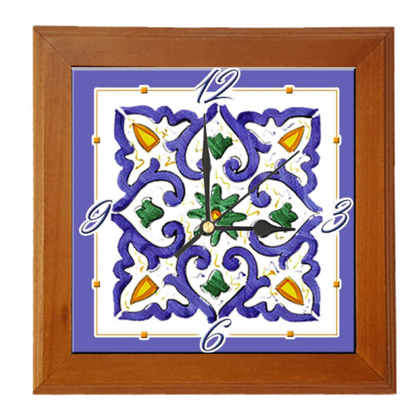 Orologio Piastrella in Ceramica c.m 10x10 Stampa di Vari Decori con Cornice in Legno - immagine 10