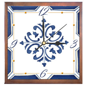 Orologio Piastrella in Ceramica cm 15x15 Stampa di Vari Decori con Cornice in Legno