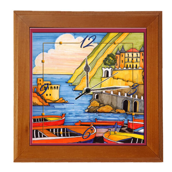 Orologio Piastrella in Ceramica cm 10x10 Stampa di Vari Paesaggi con Cornice in Legno - immagine 10