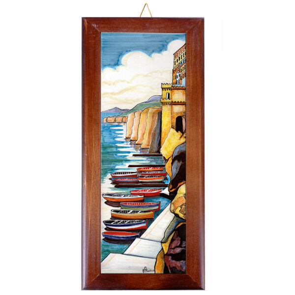 Mattonella in Terracotta cm. 10x30 con Cornice in Legno e Stampa di Vari Paesaggi della Costiera Amalfitana - immagine 22