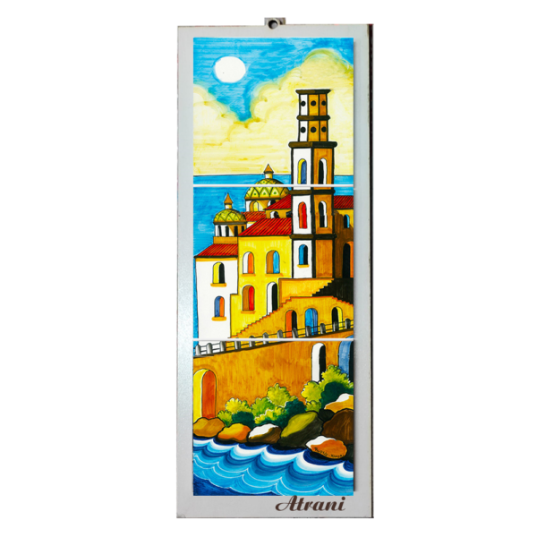 Quadro Mosaico di 3 mattonella in Ceramica su Pannello in Legno con Stampa di Vari Paesaggi disegnati - immagine 5