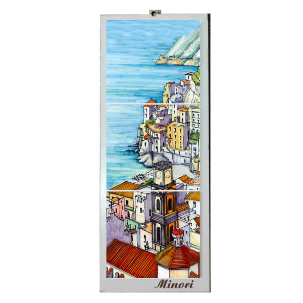 Quadro Mosaico di 3 mattonella in Ceramica su Pannello in Legno con Stampa di Vari Paesaggi disegnati - immagine 7